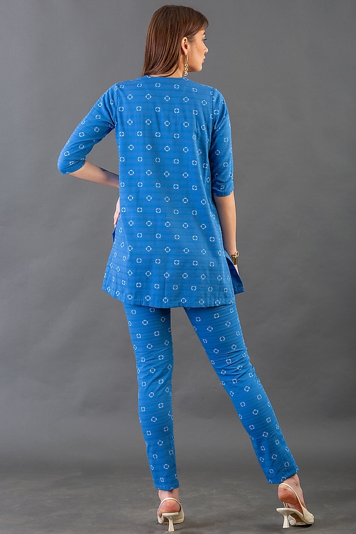 Cobalt Blue Cotton Front-Open Jacket Set by ORCR at Pernia's Pop Up Shop