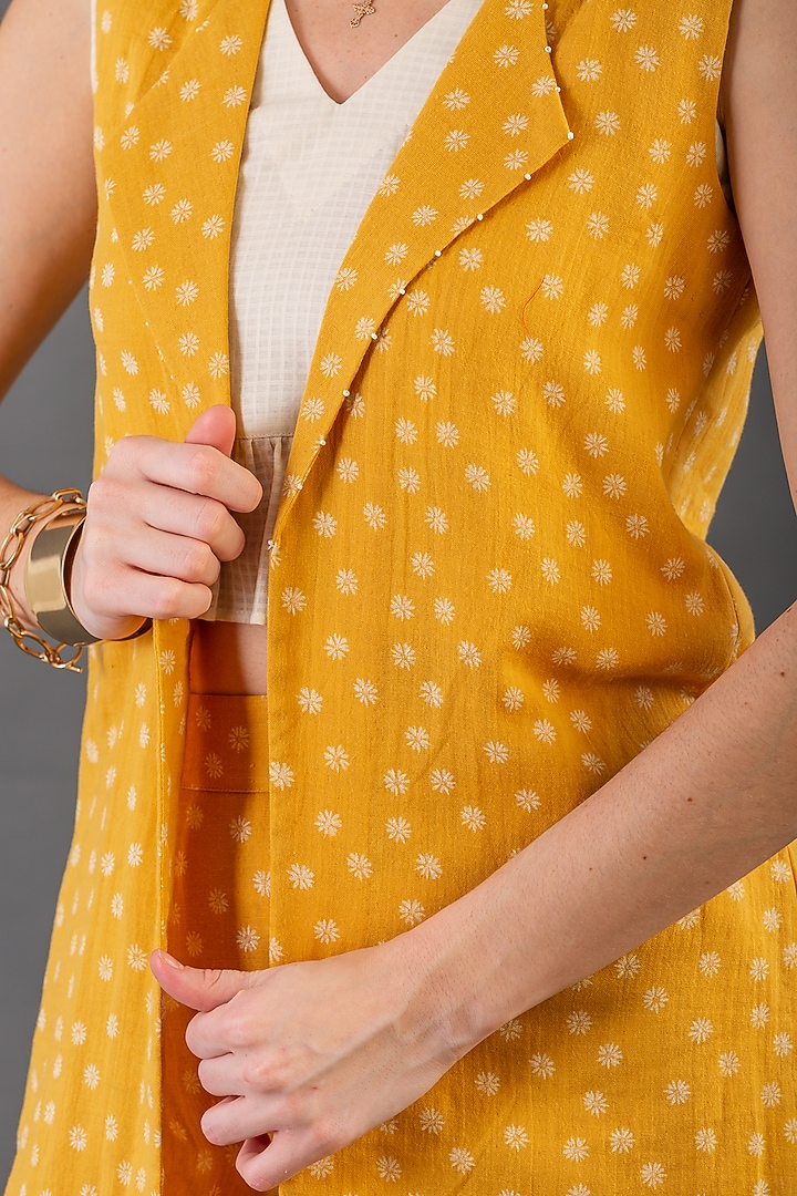 Mustard Jacket Set In Cotton by ORCR at Pernia's Pop Up Shop