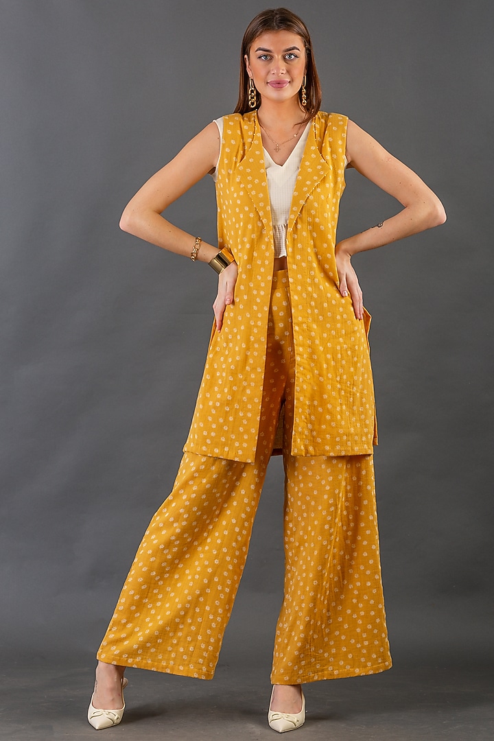 Mustard Jacket Set In Cotton by ORCR at Pernia's Pop Up Shop