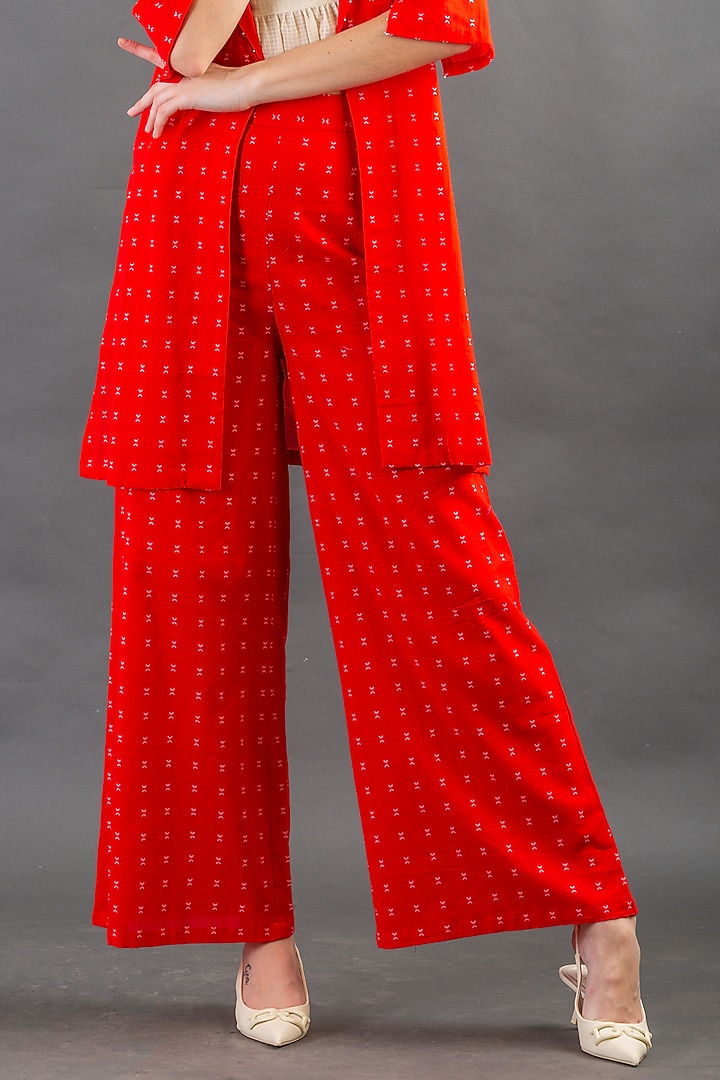 Bright Red Jacket Set In Cotton by ORCR at Pernia's Pop Up Shop