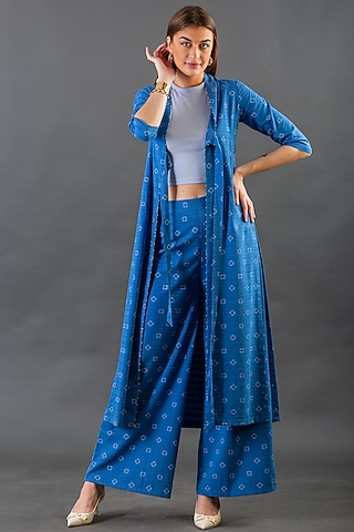 Cobalt Blue Jacket Set In Cotton by ORCR