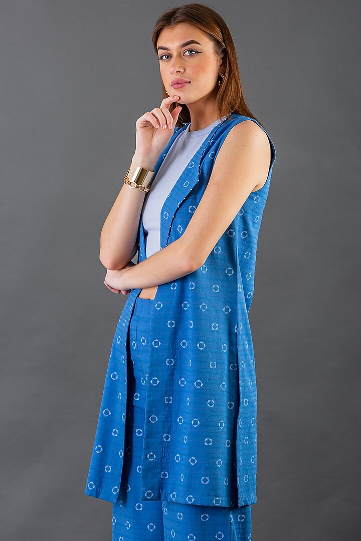 Cobalt Blue Jacket Set In Cotton by ORCR at Pernia's Pop Up Shop