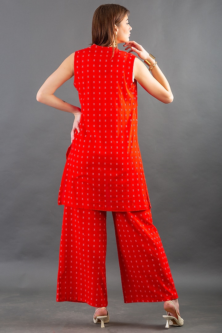 Bright Red Jacket Set With Beads Detailing by ORCR at Pernia's Pop Up Shop