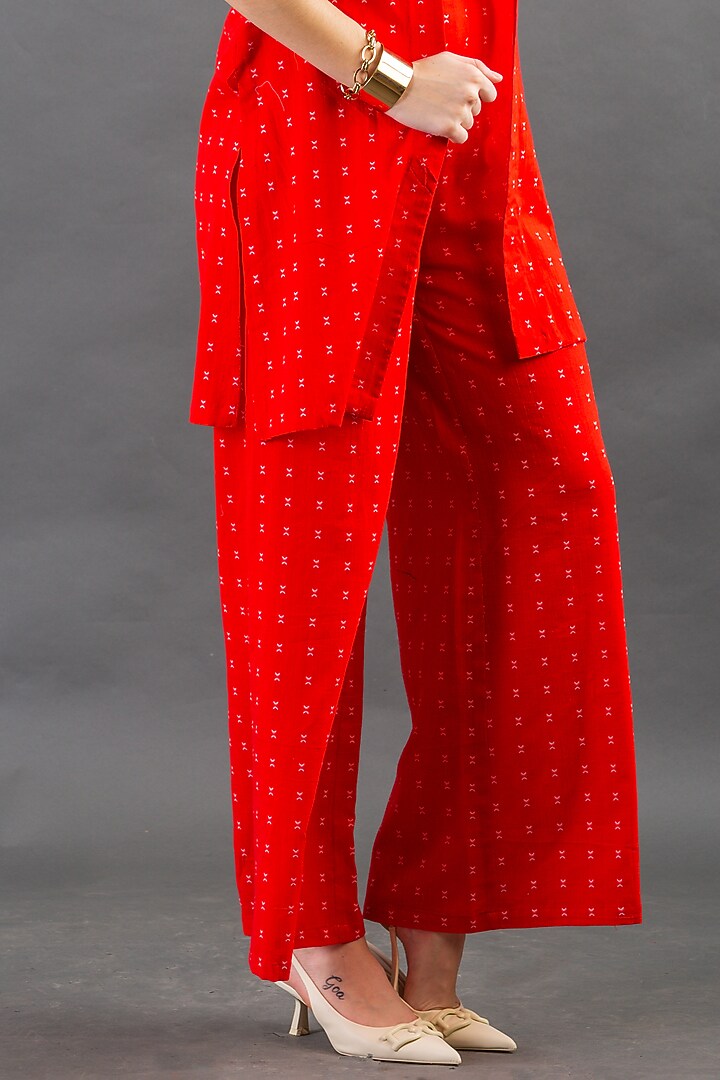 Bright Red Jacket Set With Beads Detailing by ORCR at Pernia's Pop Up Shop