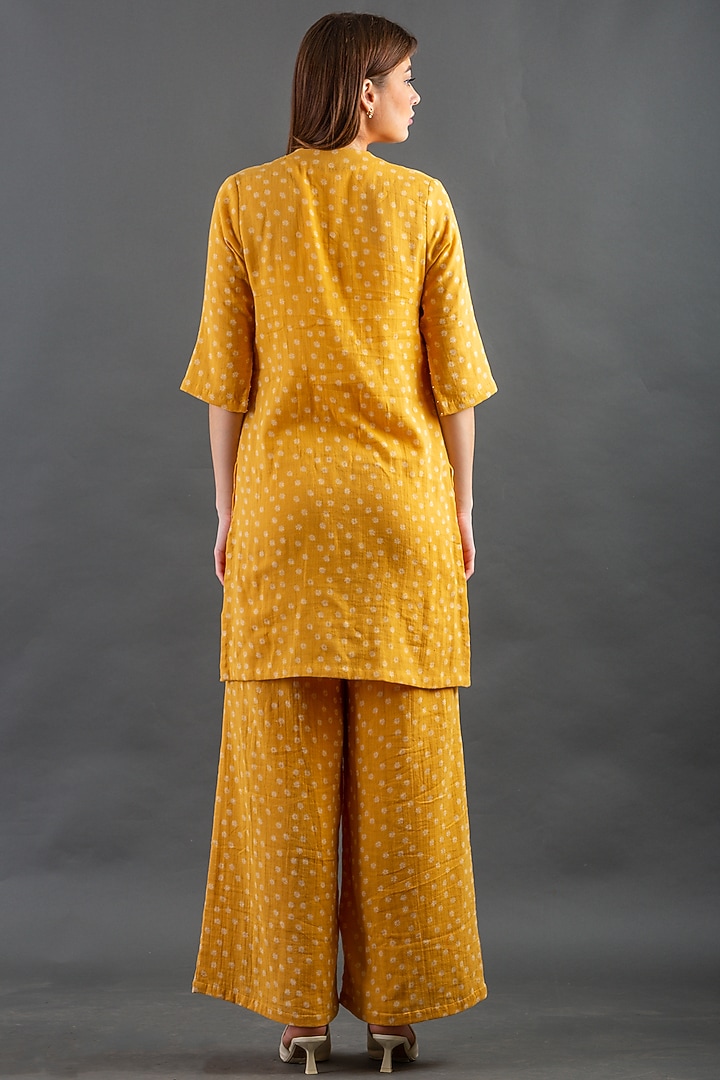 Mustard Jacket Set With Beads Detailing by ORCR at Pernia's Pop Up Shop