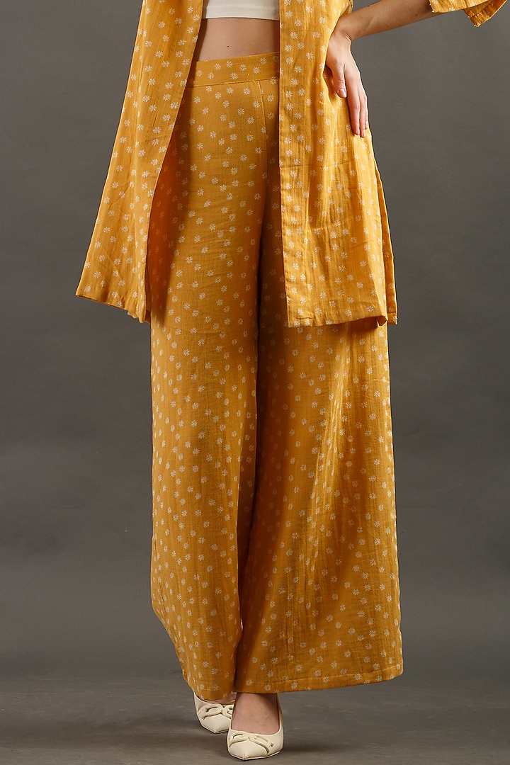 Mustard Jacket Set With Beads Detailing by ORCR at Pernia's Pop Up Shop