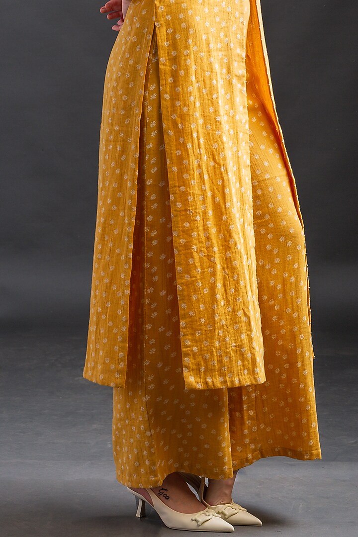 Mustard Cotton Long Jacket Set by ORCR at Pernia's Pop Up Shop