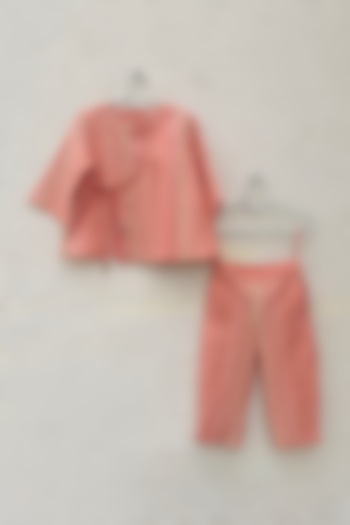 Pink Thread Embroidered Co-Ord Set For Girls by ORCR KIDS