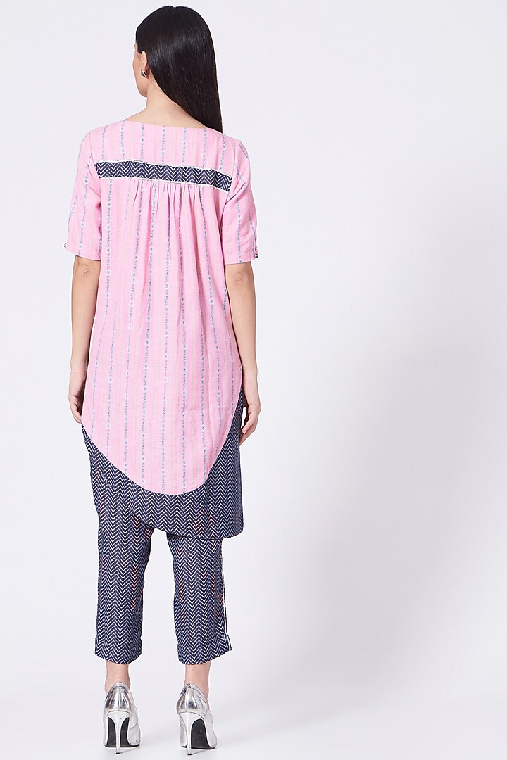 Pale Pink & Roman Violet Cotton Kurta Set by ORCR at Pernia's Pop Up Shop