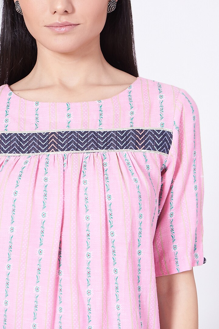 Pale Pink & Roman Violet Cotton Kurta Set by ORCR at Pernia's Pop Up Shop