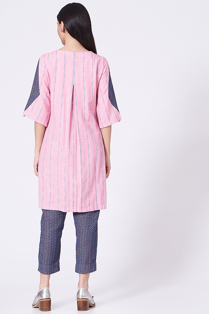 Pale Pink & Roman Violet Jacket Kurta Set by ORCR at Pernia's Pop Up Shop