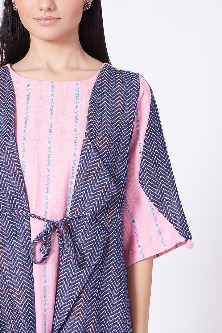 Pale Pink & Roman Violet Jacket Kurta Set by ORCR at Pernia's Pop Up Shop