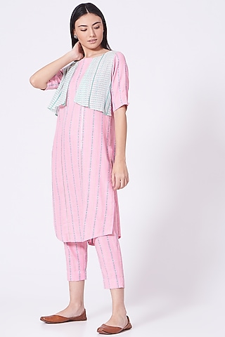 Pale Pink Cotton Kurta Set by ORCR