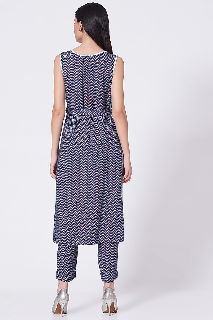 Powder Blue & Roman Violet Asymmetrical Tunic Set by ORCR at Pernia's Pop Up Shop