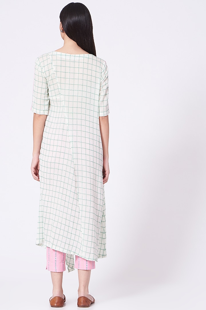 White & Pale Pink Cotton Long Tunic Set by ORCR at Pernia's Pop Up Shop