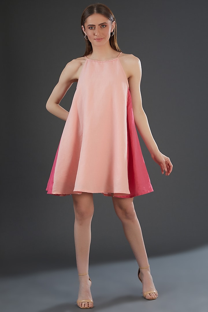 Light Pink Cotton Poplin Embroidered Dress by Originate