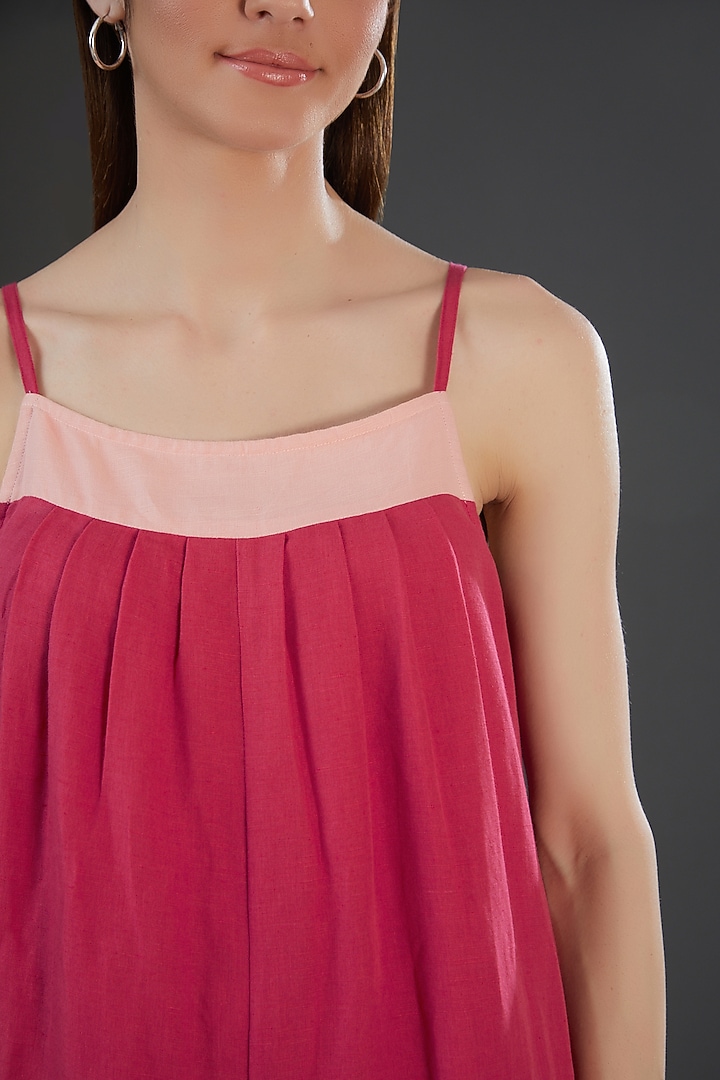 Dark Pink Cotton Linen Jumpsuit by Originate at Pernia's Pop Up Shop