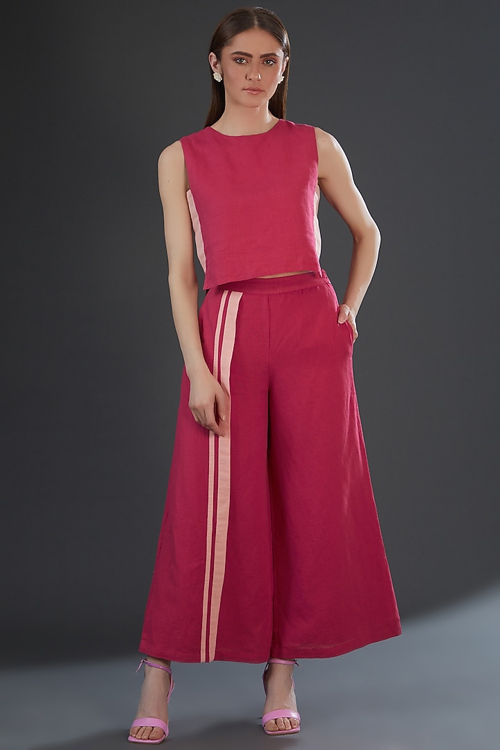 Dark Pink Cotton Linen Top by Originate at Pernia's Pop Up Shop