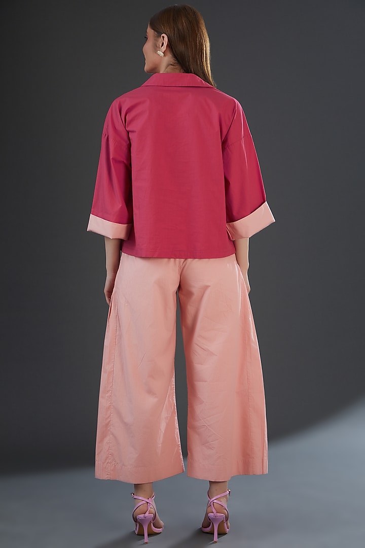 Dark Pink Cotton Poplin Embroidered Top by Originate at Pernia's Pop Up Shop