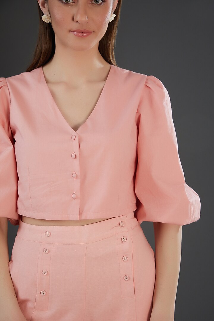 Light Pink Cotton Poplin Crop Top by Originate at Pernia's Pop Up Shop