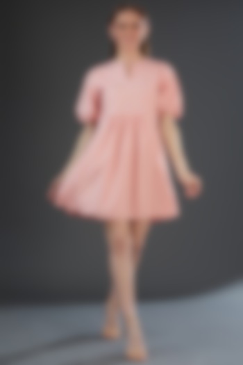 Light Pink Poplin Embroidered Mini Dress by Originate