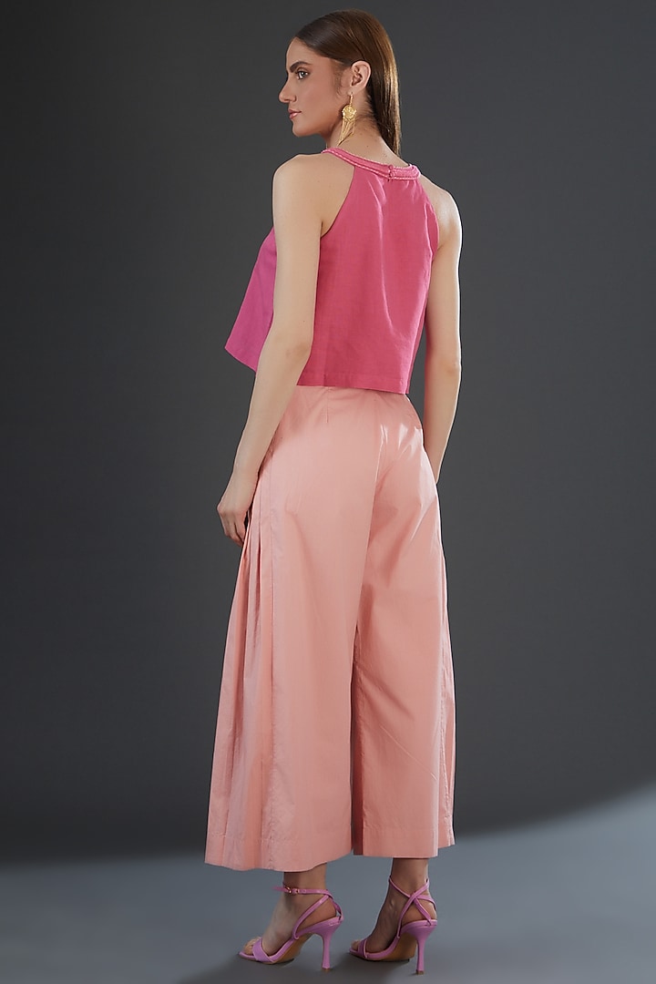 Light Pink Cotton Poplin Pleated Pants by Originate at Pernia's Pop Up Shop