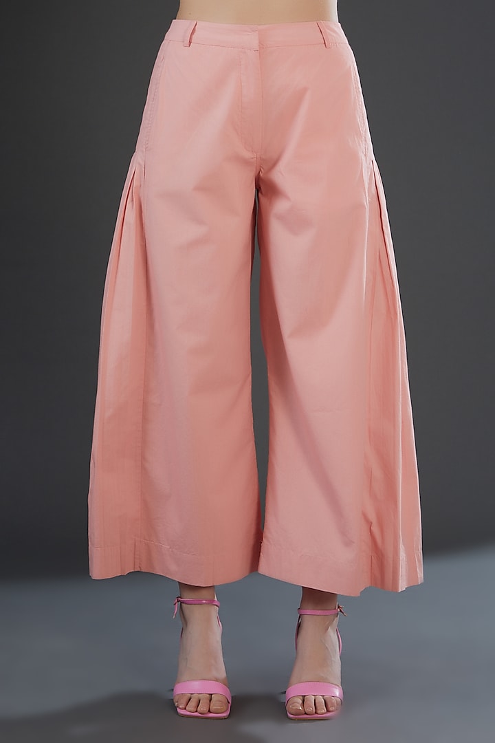 Light Pink Cotton Poplin Pleated Pants by Originate