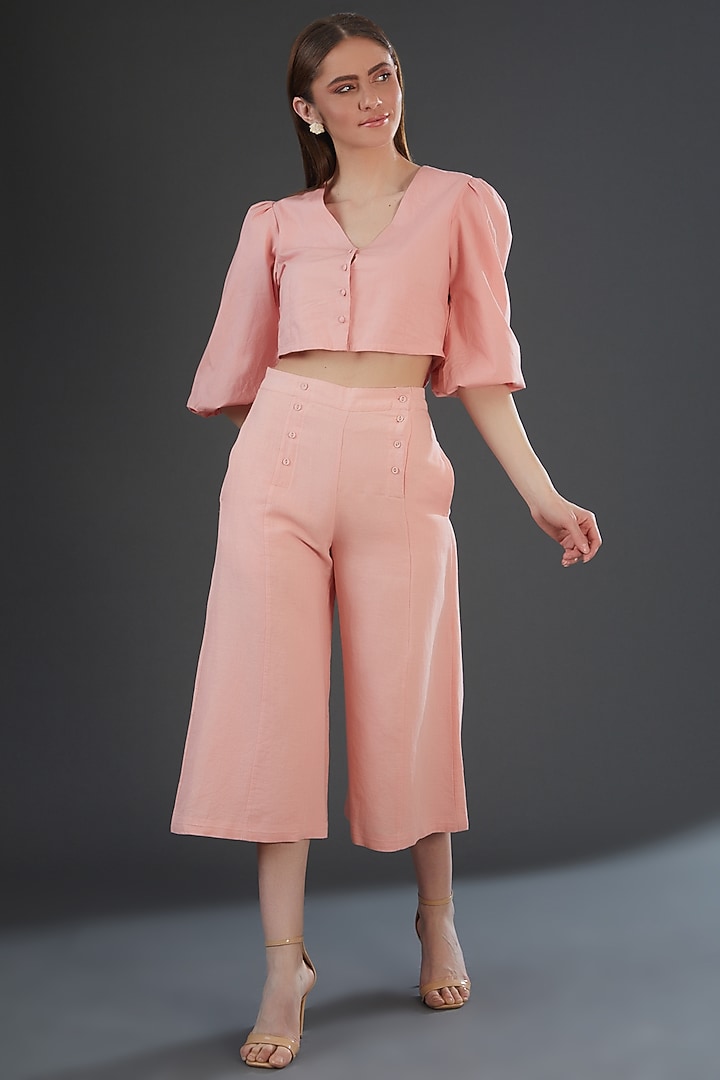 Light Pink Cotton Linen Pants by Originate at Pernia's Pop Up Shop
