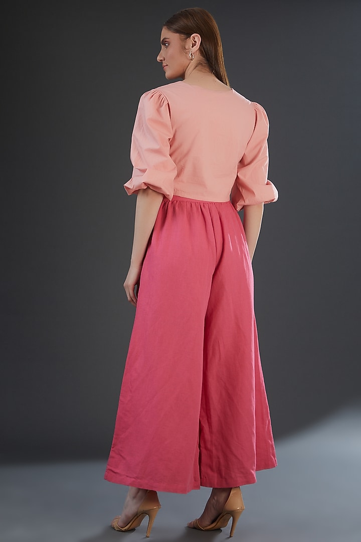 Pink Cotton Linen Pants by Originate at Pernia's Pop Up Shop