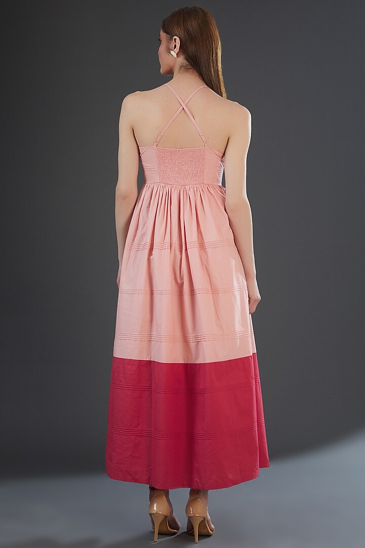 Light Pink Cotton Poplin Color Blocked Maxi Summer Dress by Originate at Pernia's Pop Up Shop