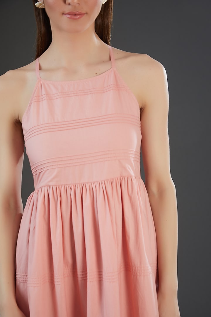 Light Pink Cotton Poplin Color Blocked Maxi Summer Dress by Originate at Pernia's Pop Up Shop