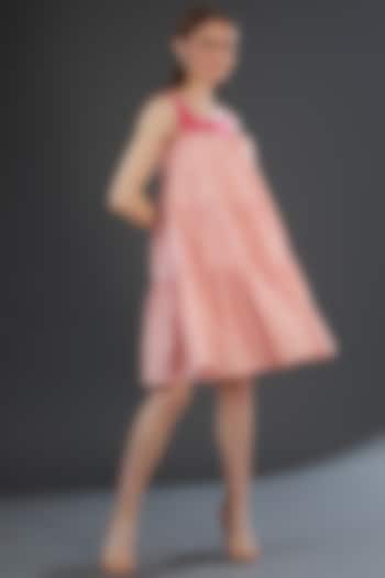 Light Pink Cotton Poplin Embroidered Mini Dress by Originate