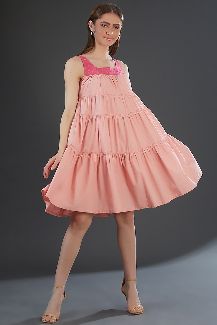 Light Pink Cotton Poplin Embroidered Mini Summer Dress by Originate at Pernia's Pop Up Shop
