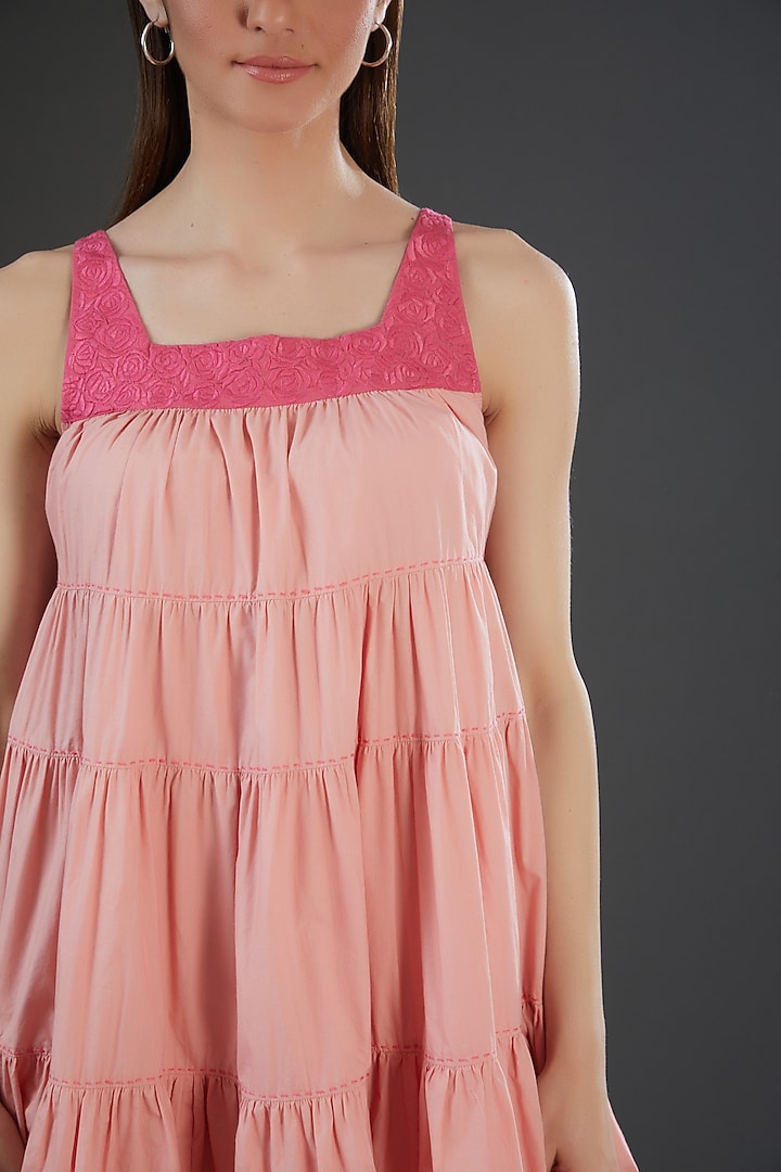 Light Pink Cotton Poplin Embroidered Mini Summer Dress by Originate at Pernia's Pop Up Shop
