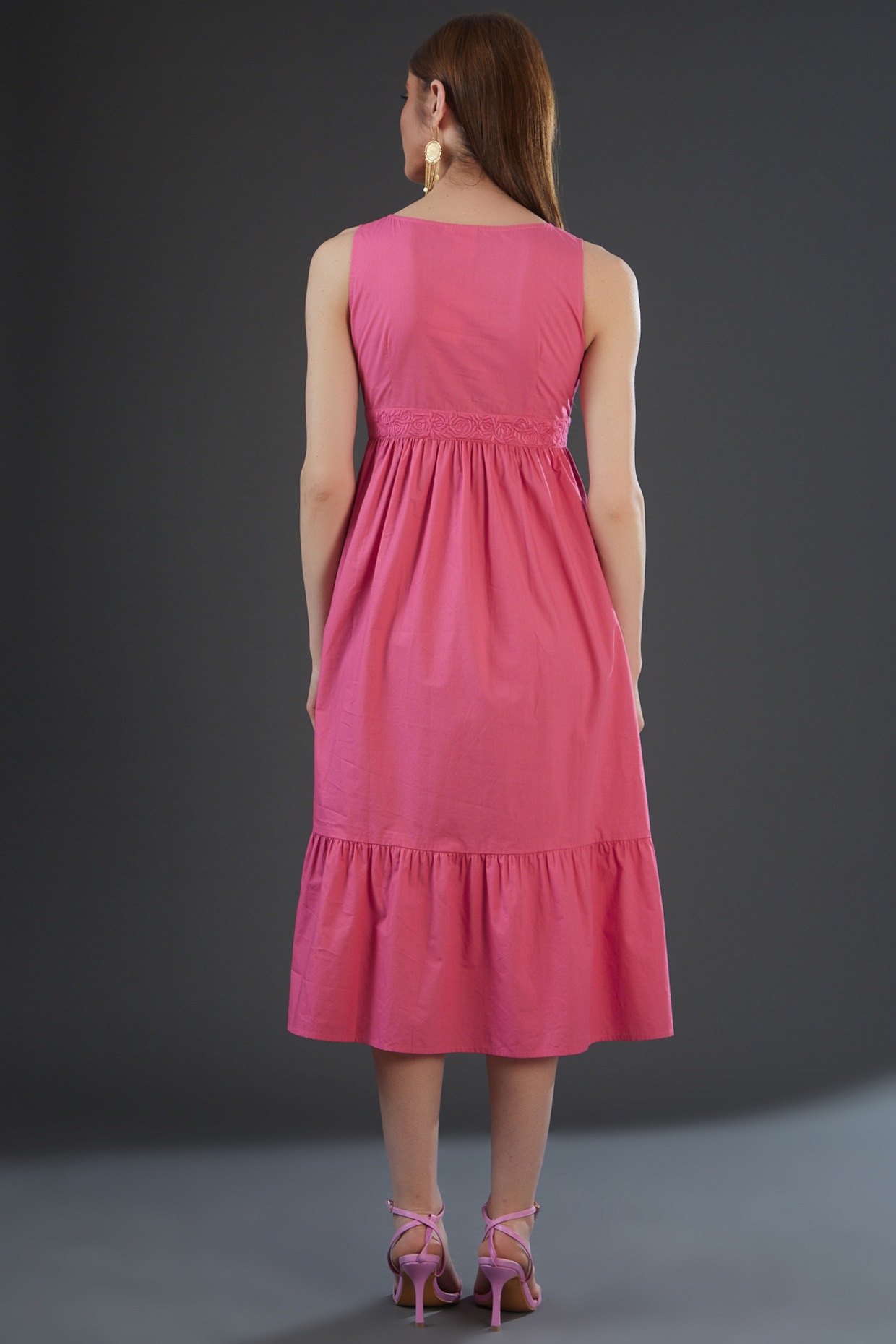 poplin midi dress pink