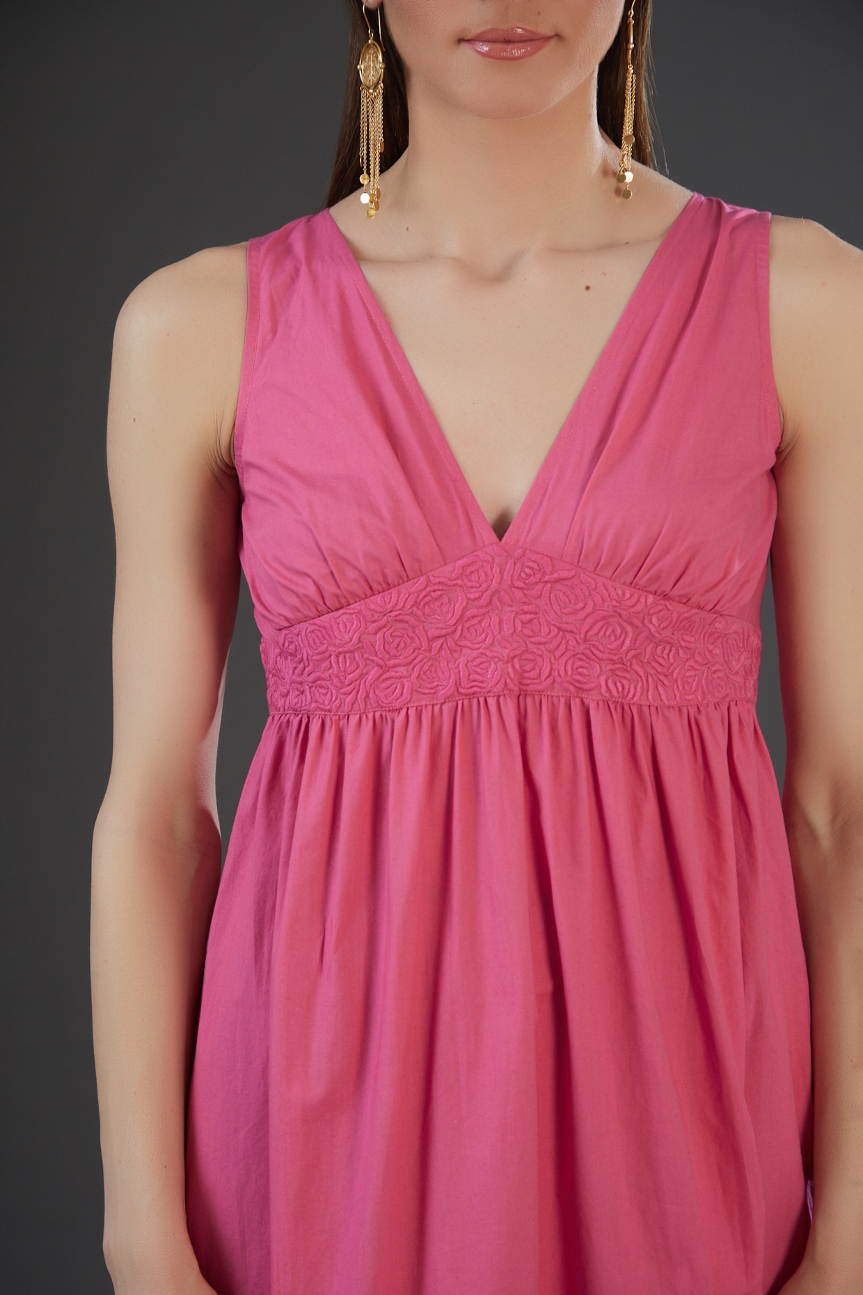 poplin midi dress pink