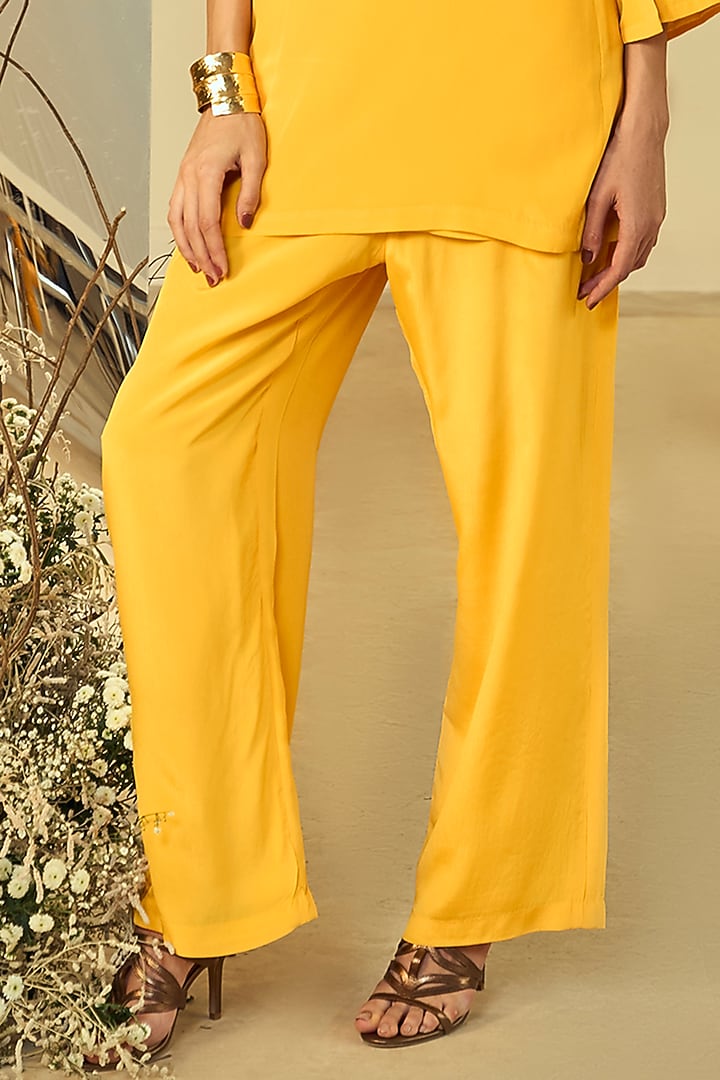 Yellow Orange Fibre Crepe Co-Ord Set by ORIGANI at Pernia's Pop Up Shop