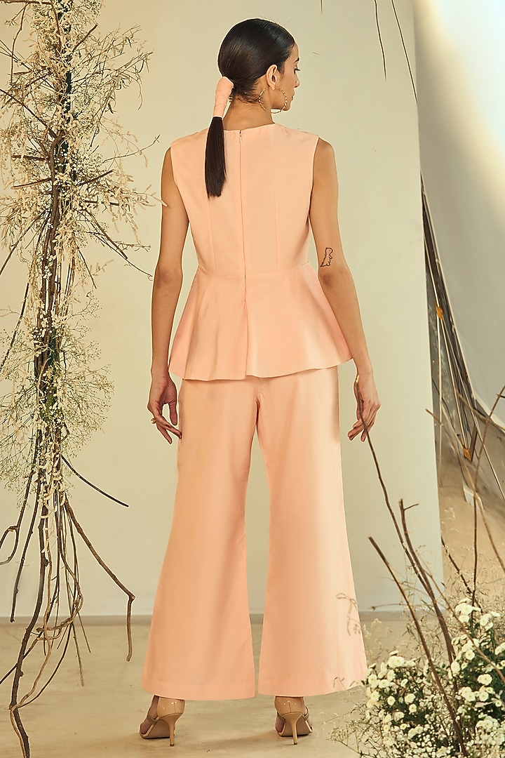Peach Cotton Silk Co-Ord Set by ORIGANI at Pernia's Pop Up Shop