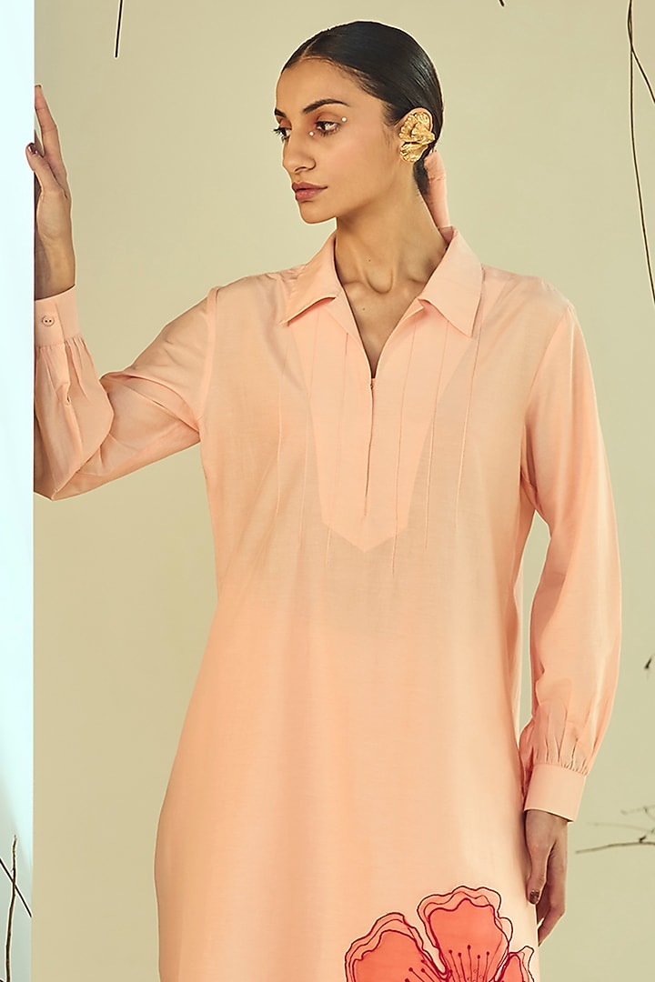Peach Cotton Silk Co-Ord Set by ORIGANI at Pernia's Pop Up Shop