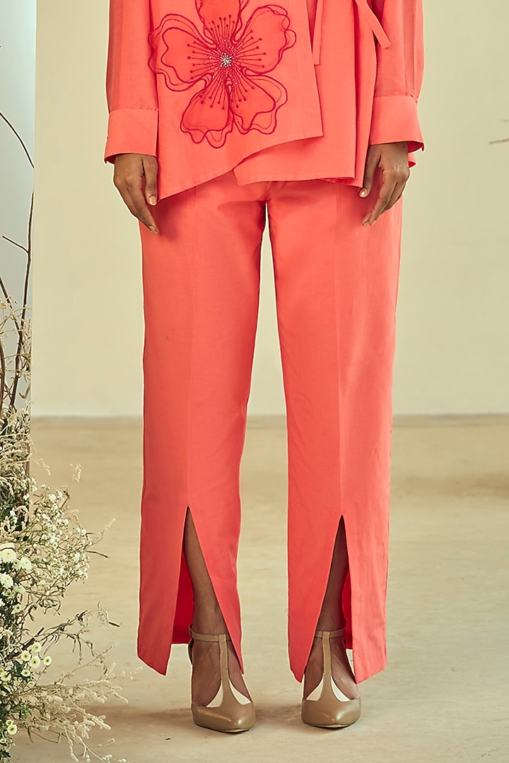 Coral Cotton Silk Co-Ord Set by ORIGANI at Pernia's Pop Up Shop