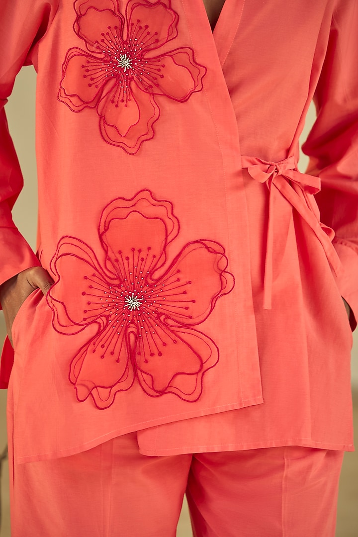 Coral Cotton Silk Co-Ord Set by ORIGANI at Pernia's Pop Up Shop