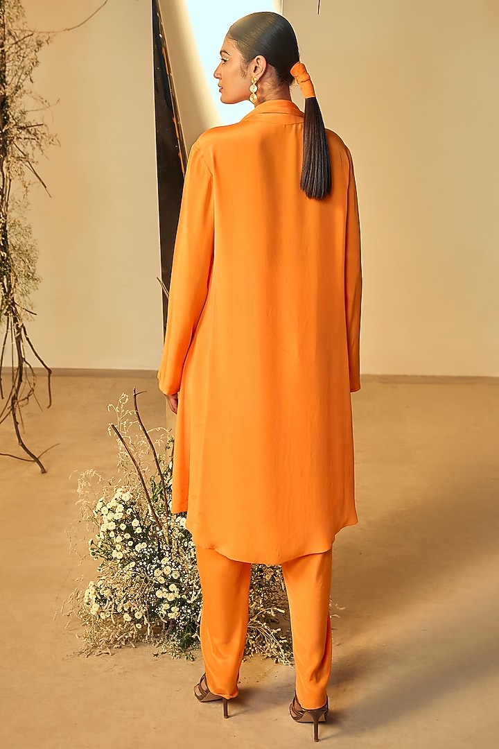 Tangerine Orange Fibre Crepe Co-Ord Set by ORIGANI at Pernia's Pop Up Shop