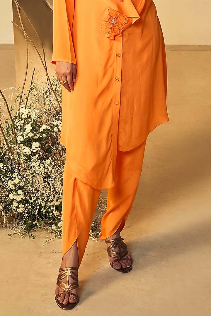 Tangerine Orange Fibre Crepe Co-Ord Set by ORIGANI at Pernia's Pop Up Shop