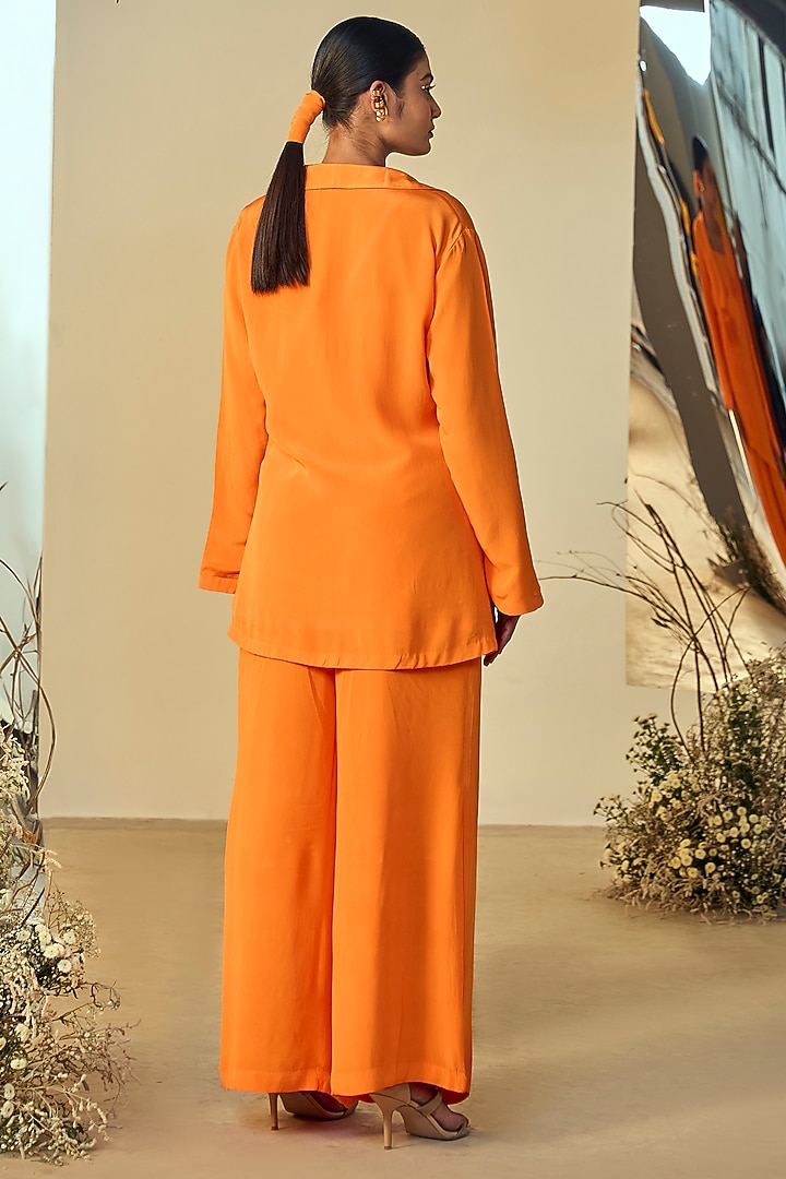 Tangerine Orange Fibre Crepe Co-Ord Set by ORIGANI at Pernia's Pop Up Shop