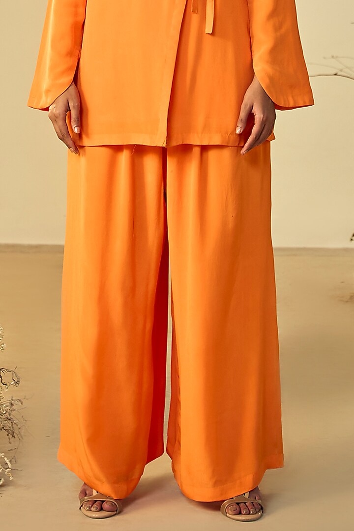 Tangerine Orange Fibre Crepe Co-Ord Set by ORIGANI at Pernia's Pop Up Shop