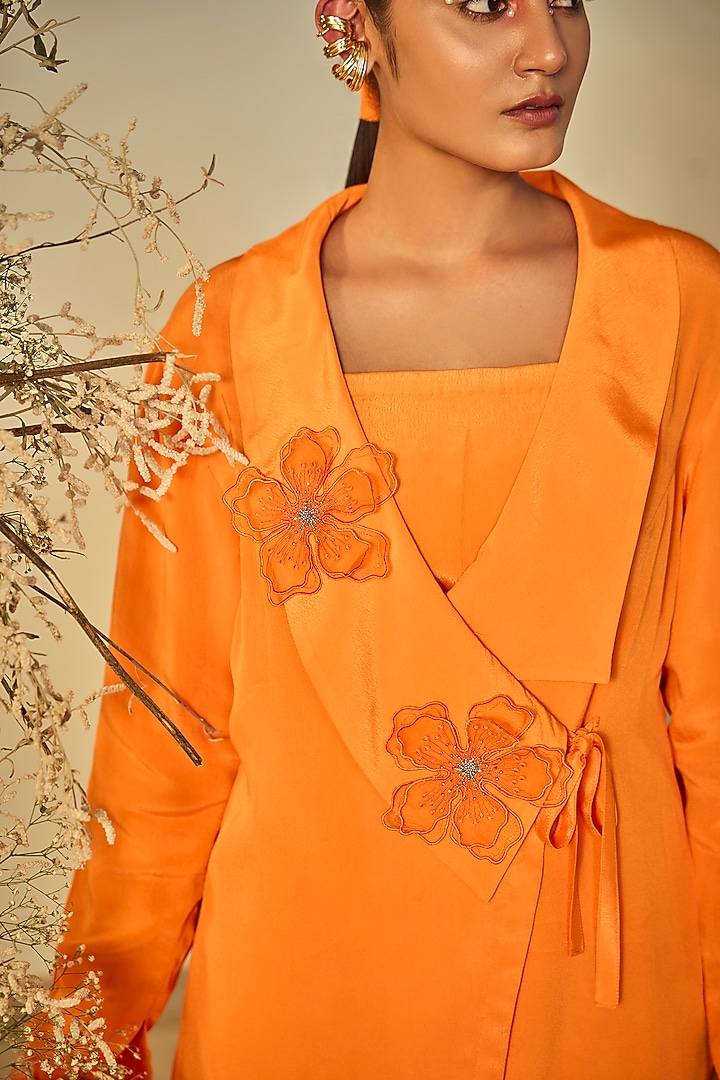 Tangerine Orange Fibre Crepe Co-Ord Set by ORIGANI at Pernia's Pop Up Shop