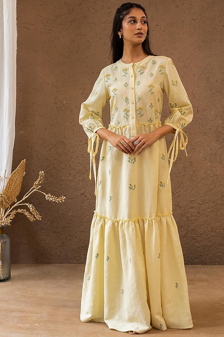 Yellow Linen Maxi Summer Dress by Originate at Pernia's Pop Up Shop