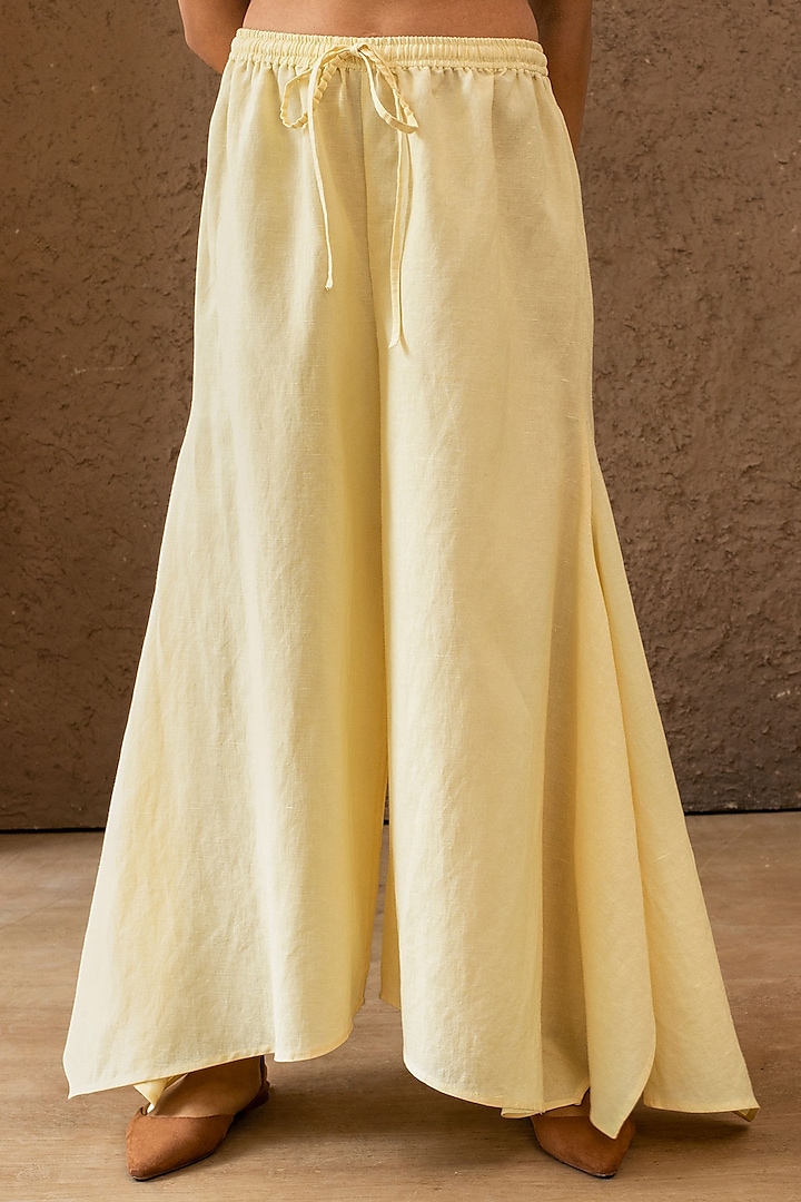 Yellow Linen Flared Pants by Originate
