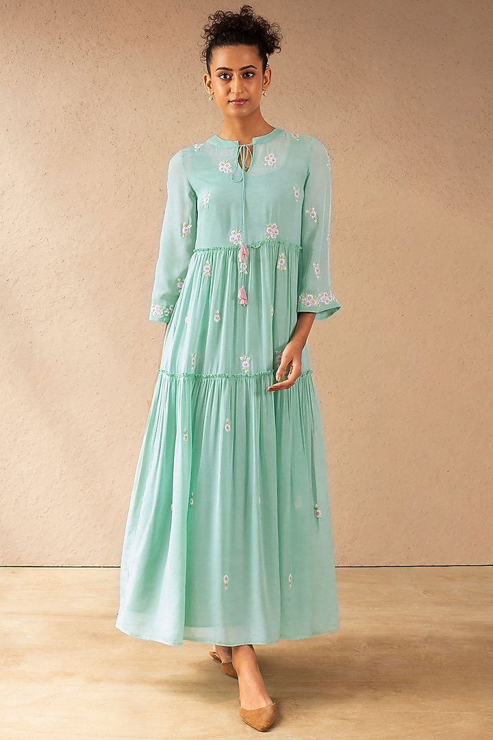 Aqua Blue Tiered Maxi Dress by Originate at Pernia's Pop Up Shop 2026 Aqua Blue Tiered Maxi Dress by Originate at Pernia's Pop Up Shop 2026