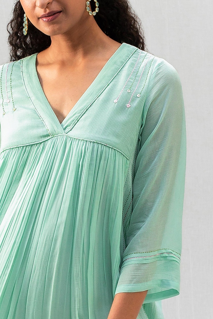 Aqua Blue Cotton Tunic Dress by Originate at Pernia's Pop Up Shop